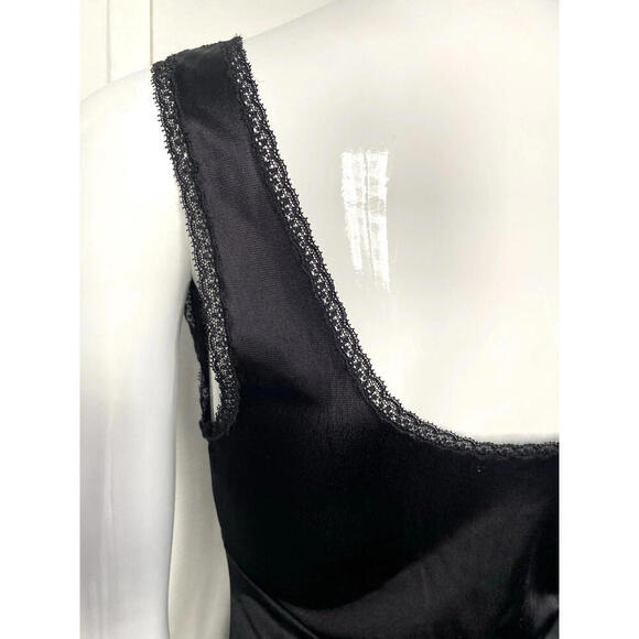 Vintage DOLCE & GABBANA 1980's Black Lace Satin Chemise Slip Dress IT-38 US-2 - Picture 9 of 11